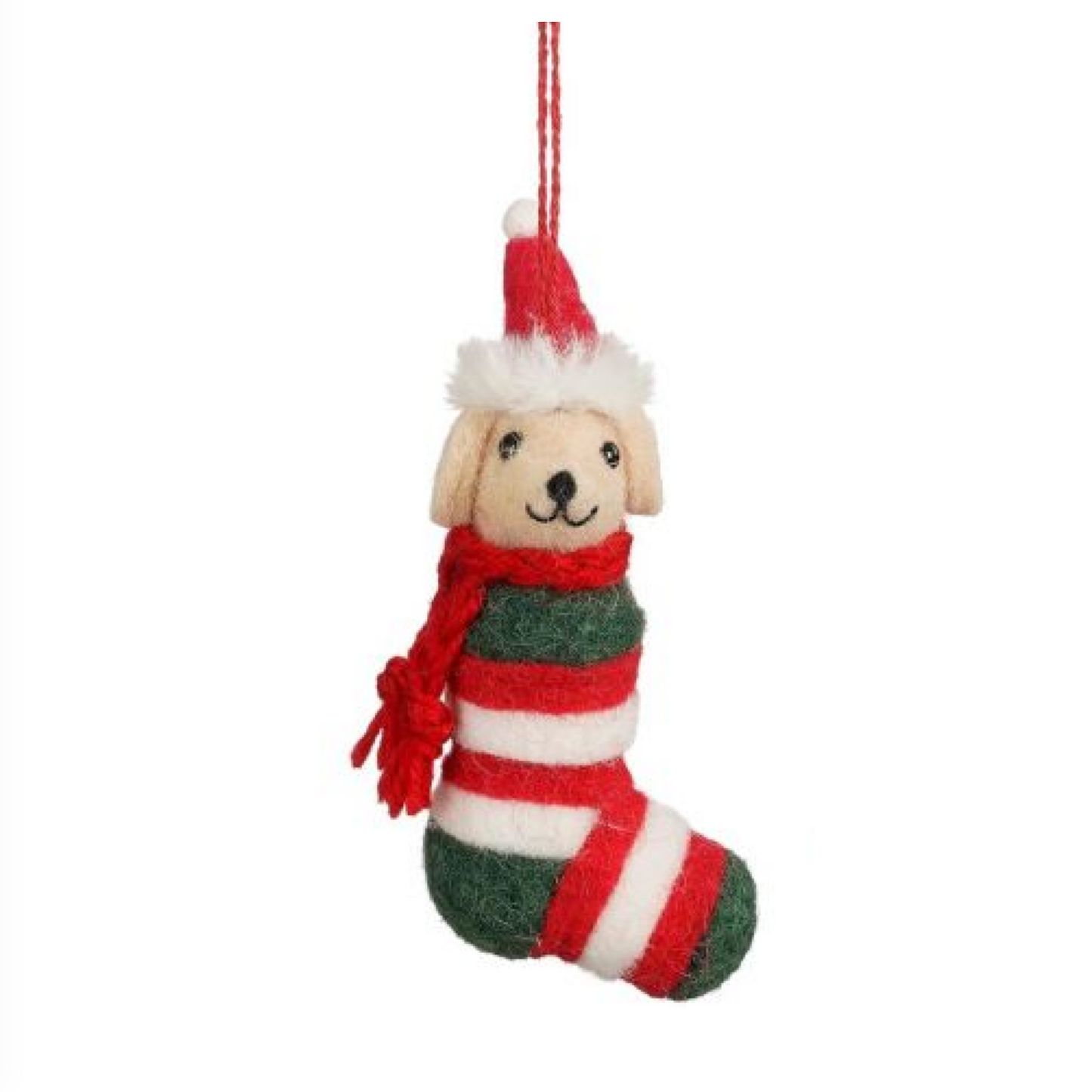 Kerstbal: bruine hond in sok