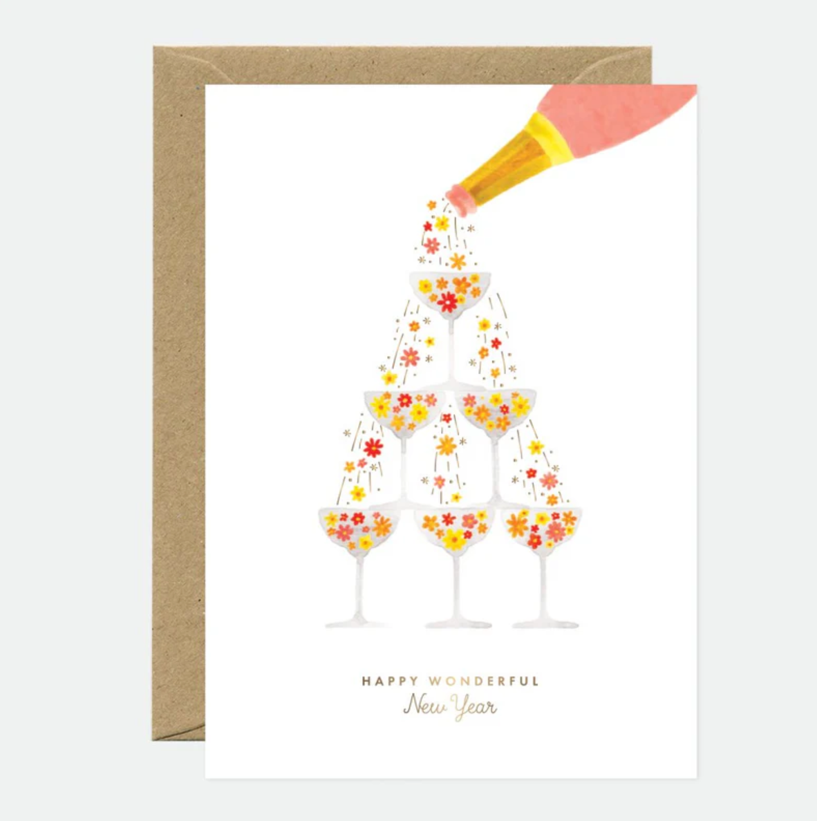 Wenskaart: Flower champagne