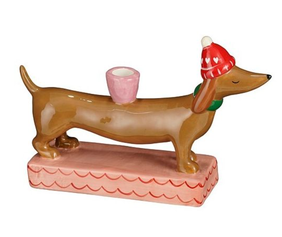 Kandelaar: Hond met muts