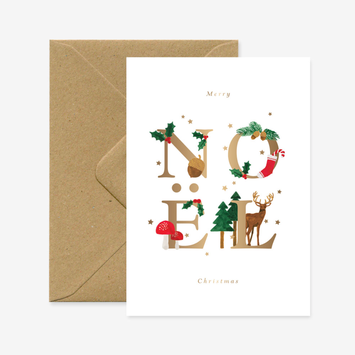 Wenskaart: N O E L - Letters