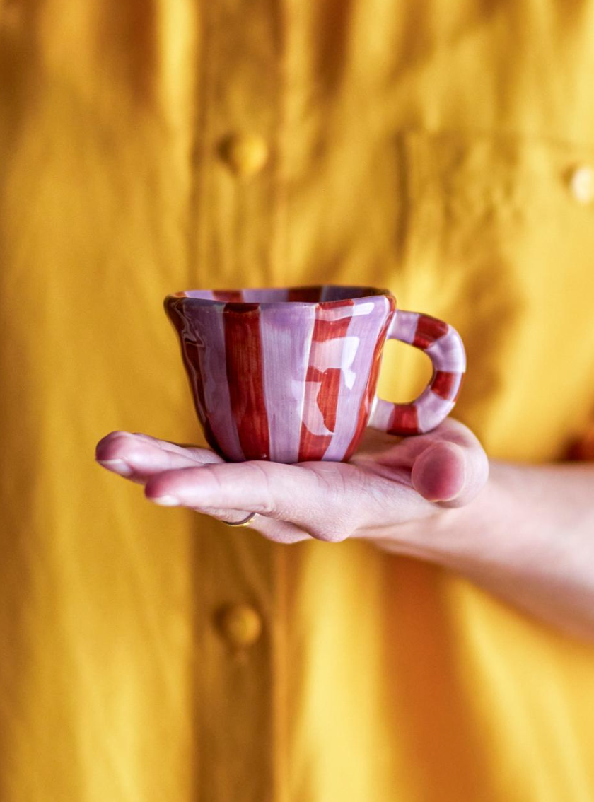 Espresso tas met paarse strepen