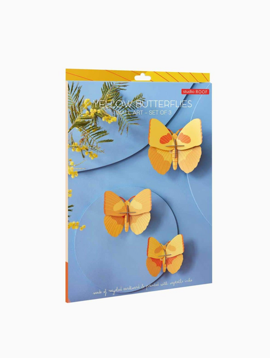 Gele vlinders (set van 3)