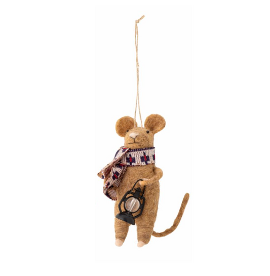 Kerstbal: muis met olielamp