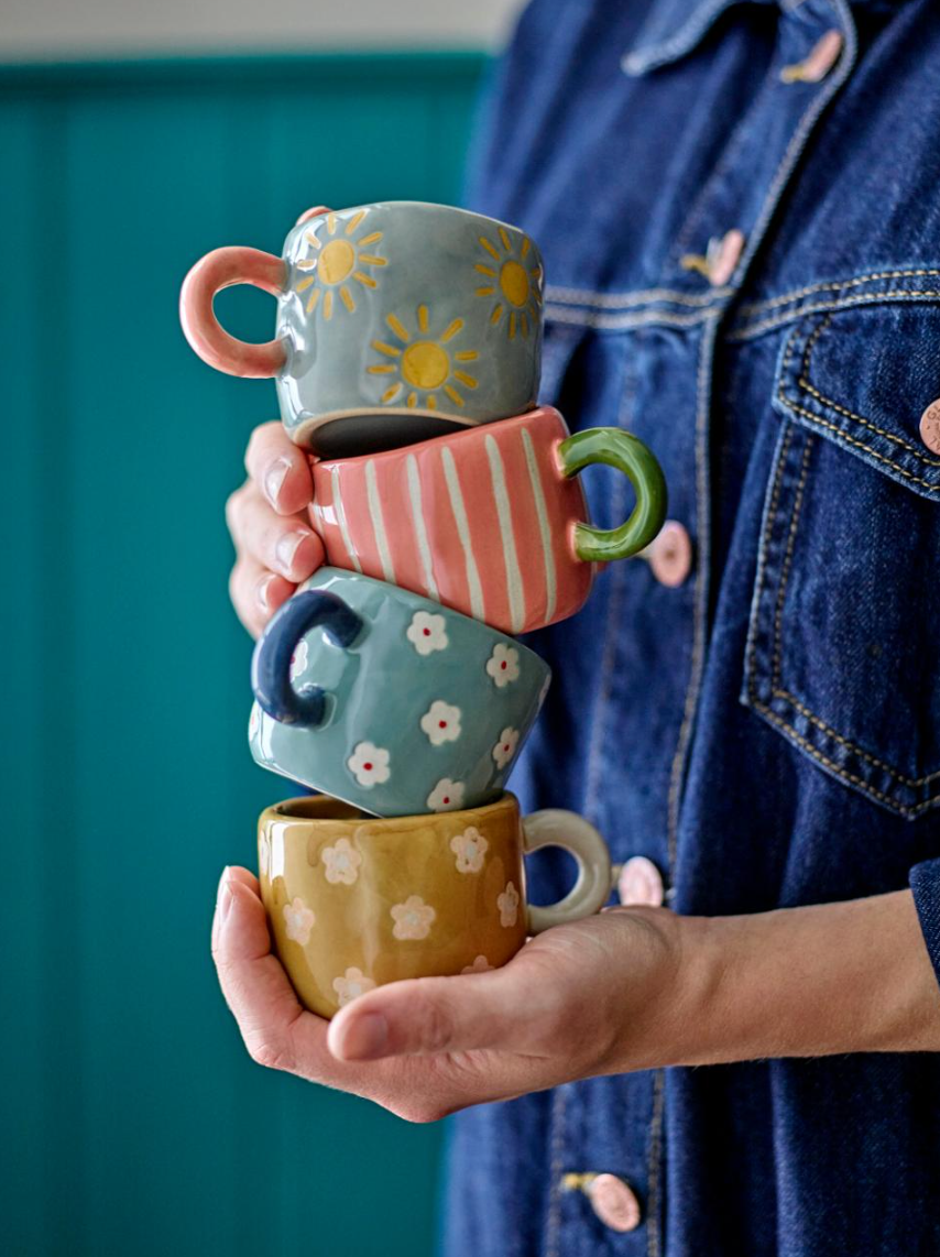 Espresso tas met witte bloemen