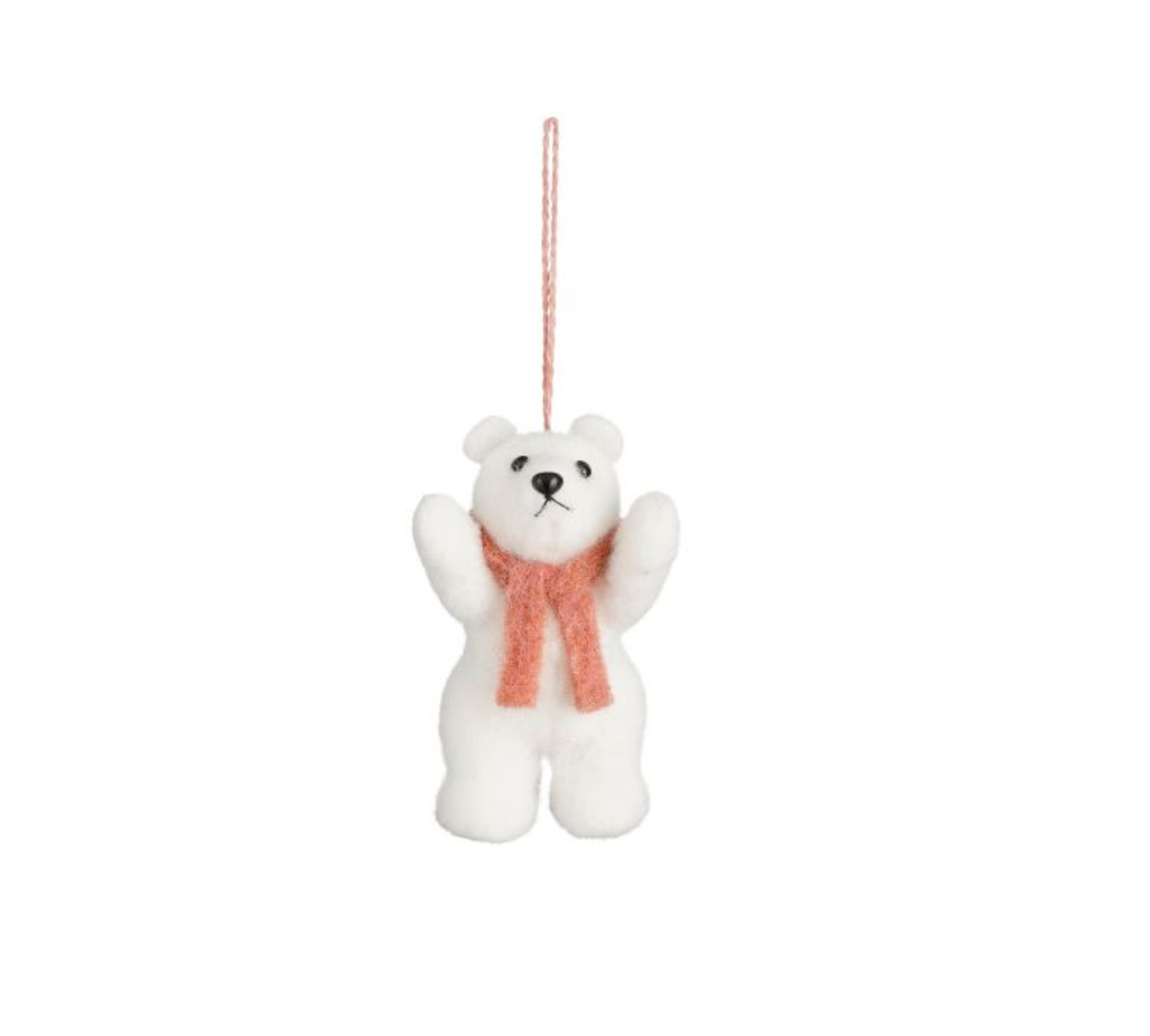 Kerstbal: ijsbeer met roze sjaal